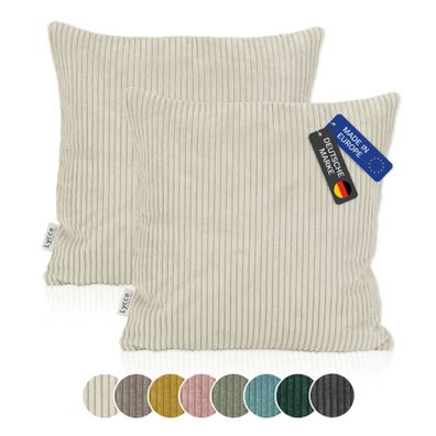 Lycce 2er Set Kissenbezug aus trendigem Cordstoff (50 x 50 cm)