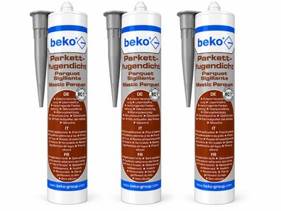 3x Beko Parkettfugendicht Dunkelgrau Parkett Laminat Dichtmasse Fuge 310ml