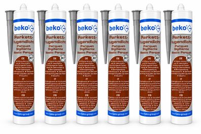 6x Beko Parkettfugendicht Dunkelgrau Parkett Laminat Dichtmasse Fuge 310ml