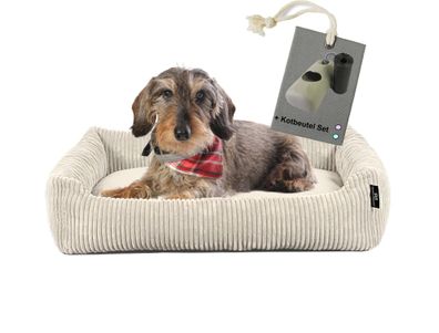 Rohrschneider Hundebett Hundekorb Cordstoff mit Hundekotbeutelset