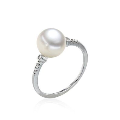 Luna-Pearls - 005.1074 - Ring - Damen - 585WG - Süßwasser-Zuchtperle und Brillant