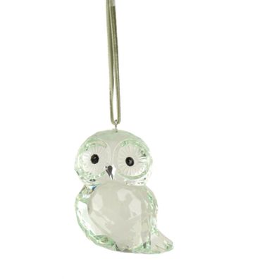 Weihnachtsanhänger Eule hellgrün transparent - Kunststoff