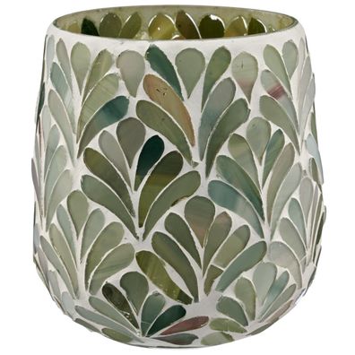 Gasper Teelichtglas Mosaik Ø 11 cm x 12 cm hellgrün - Glas