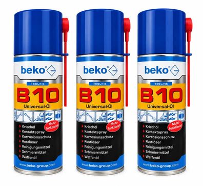 3x beko TecLine B10 Universal-Öl Schmieröl Kriechöl Waffenöl Schmiermittel 400ml