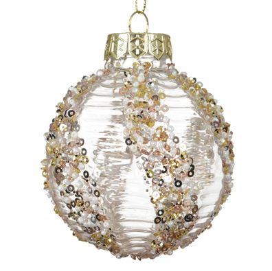 Weihnachtskugel transparent Paillette silber-/goldfarben Ø 8 cm - Kunststoff