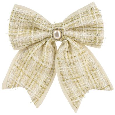 Weihnachtsschleife champagnerfarben mit Brosche & Clip - Polyester