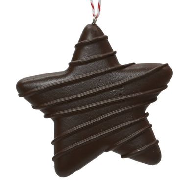 Weihnachtsanhänger Plätzchen Stern mit Schokolade überzogen - Polyresin