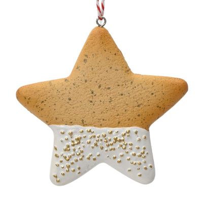 Weihnachtsanhänger Plätzchen Stern weiße Schokolade & goldfarbenen Streuseln - Polyre
