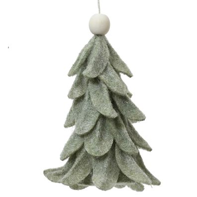 Weihnachtsanhänger Tannenbaum graugrün - Filz