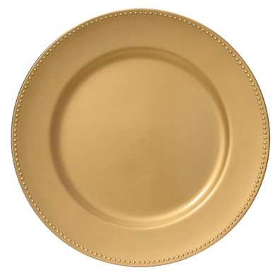 Weihnachtsdeko Teller mit Zierrand goldfarben rund Ø 33 cm - Kunststoff
