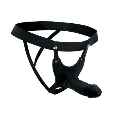 Hohler Silikon Dildo Strap-on - Schwarz