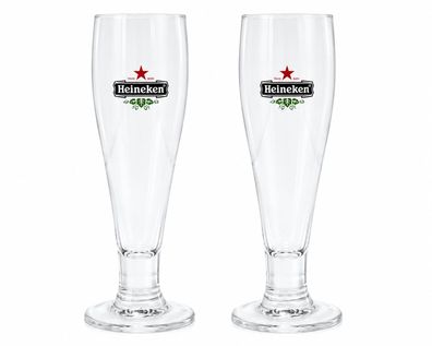 Heineken Biergläser 0,2L 2er Set Original Pokalgläser Biergläser mit Eichung