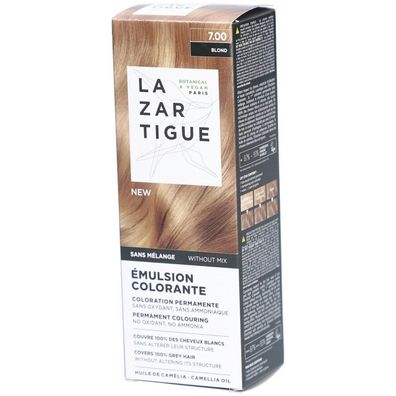 Lazartigue, Emulsion Colorante, Ammoniak, permanente Haarfarbe, 7,00 Blond, 60 ml