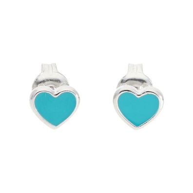 Ohrringe Herz für Kinder Ohrstecker Silber 925 türkis emailliert JL10-06-3674