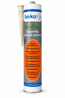 beko Tackcon Superflex Kleber Dichtmittel Elastisch Kfz Boot Wohnwagen beige