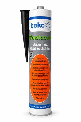 beko Tackcon Superflex Kleber Dichtmittel Elastisch Kfz Boot Wohnwagen schwarz