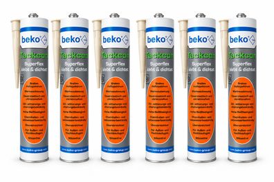 6x beko Tackcon Superflex Kleber Dichtmittel Elastisch Kfz Boot Wohnwagen beige