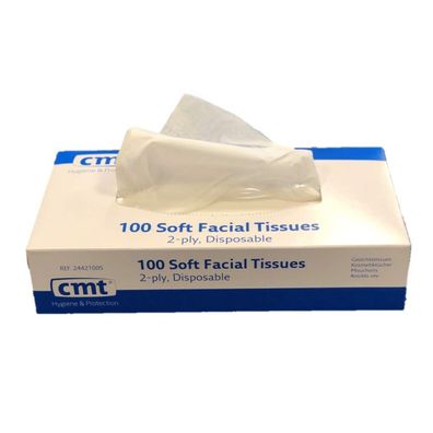 CMT Kosmetiktücher Gesichtstücher 2-lagig weiß 20 x 20 cm 100 Blatt je Box