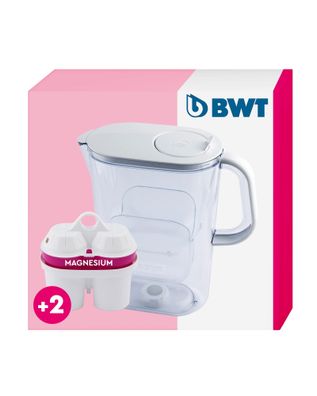 BWT AQUAlizer Tischwasserfilter 2,6 l mit 1 Magnesium Filterkartusche Weiß