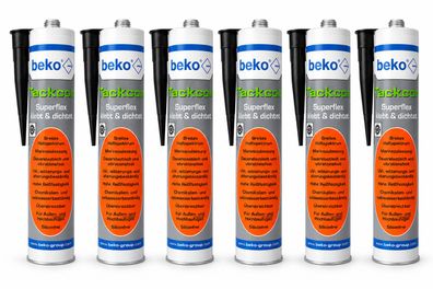 6 beko Tackcon Superflex Kleber Dichtmittel Elastisch Kfz Boot Wohnwagen schwarz