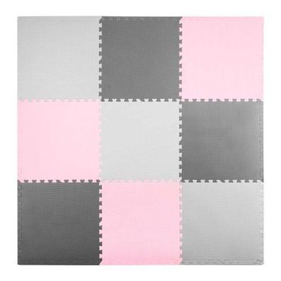 Schaumstoff-Puzzlematte 180x180cm 9-teilig grau rosa