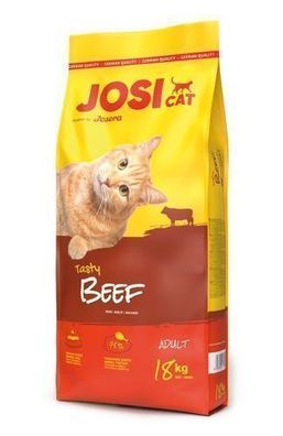 JosiCat Tasty Beef 18kg Katzen Trockenfutter Rind Krosse Kroketten Glanzfell