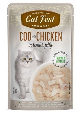 Cat Fest Katzenfutter im Beutel „Cod with Chicken in Jelly“ 70 g