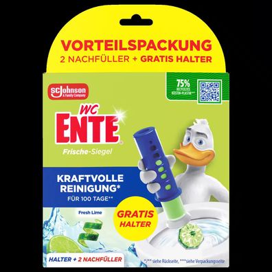 WC Ente Frische-Siegel Fresh Lime Halter + 2 Nachfüller 72 ml