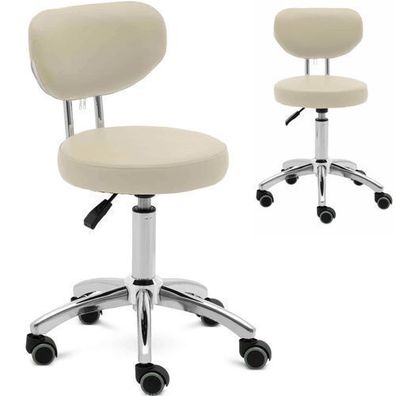 ASCONA Drehbarer Kosmetikstuhl mit Rückenlehne auf Rollen, 46-60 cm, dunkelbeige
