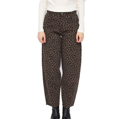 MAZINE Women Hose Printed Barrel Leg Denim chocolate brown/printed