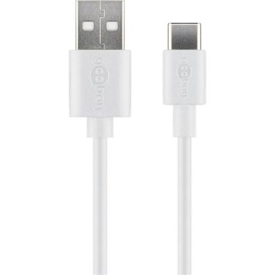 USB 2.0 Kabel, USB-A Stecker > USB-C Stecker (weiß, 2 Meter)