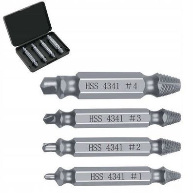 Rosfix Schraubenausdreher Set – 4-tlg. Metall | 2,5–6,0 mm für Bohrer