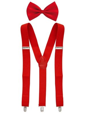 Set Hosenträger und Fliege - Farbe: rot