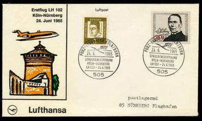 Erstflugbeleg Nr LH 102 Lufthansa BRIEF MIF X8B4B4A