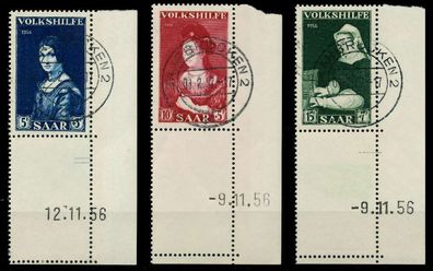 Saarland 1956 Nr 376BrL-378BrL zentrisch gestempelt ECKE-URE X79C48A