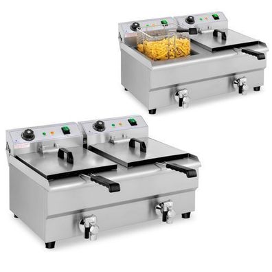 Doppelfritteuse mit Wasserhahn 230 V 2 x 3200 W 2 x 13 L