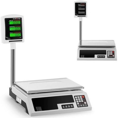 Plattformwaage für Geschäfte, 34 x 23 cm, Netzteil + Batterie, 30 kg / 1 g