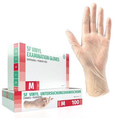 SF Medical Products Vinylhandschuhe M transparent 100 Stück puderfrei