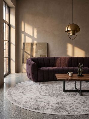 Teppich Vernante Kurzflor waschbar Orientalisch Medaillon Beige-Grau 160 x 230 cm