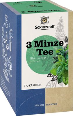 3x Sonnentor 3-Minze Tee, Doppelkammerbeutel 21,6g