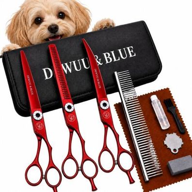 Grooming Set 2x Hundeschere + Effilierschere 7.0 Zoll mit 10in1 Kamm Diamond