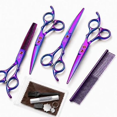Hunde Grooming Scherenset 11in1 - 3x Scheren + Effilierschere 6,0 Zoll und Kamm Stoni