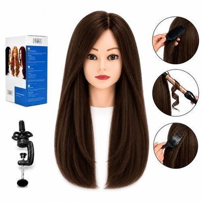 Frisierkopf Ela Echthaar 55 cm mit Stativ - Übungskopf für Friseure