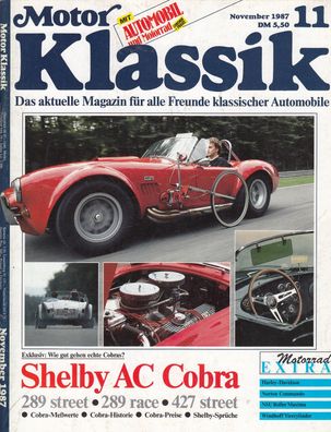 Motor Klassik 11 / 1987 - Shelby AC Cobra, Opel Kadett, NSU, Norton, W186