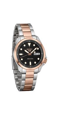Seiko 5 Sports Automatik Herrenuhr Bicolor Schwarz Roségold SRPE58K1