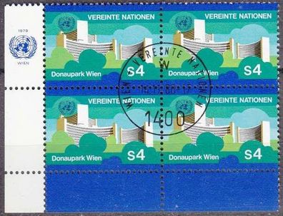 UNO Wien Vienna Vienne [1979] MiNr 0003 4er ( O/used ) mit Emblem