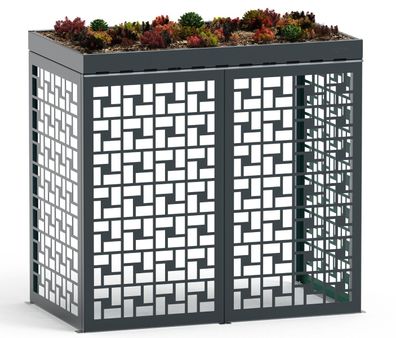 Wärmepumpenverkleidung 160 × 73 × 133 cm | Aluminium Anthrazit RAL 7016 | Pflanzenwan