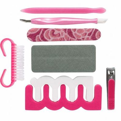 Maniküre-Zubehör-Set Zehentrenner Feile Zange Nagelhautmesser Rosa