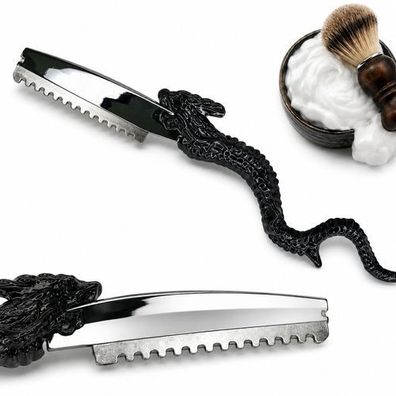 Professionelles Rasiermesser Barber-Razor Drachen-Design Schwarz