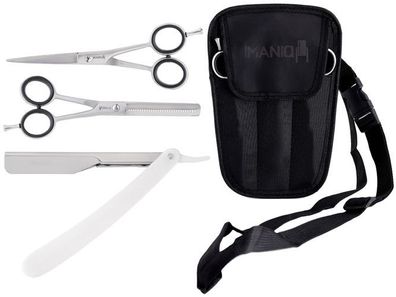 Barber-Friseurset mit Schere, Modellierschere, Rasiermesser & Trimmer